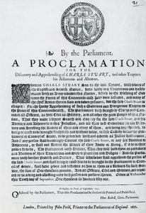 A Proclamation by the Parliament for the Discovery and Apprehending of Charles Stuart and other Traitors, Abdherents and Abettors by English School